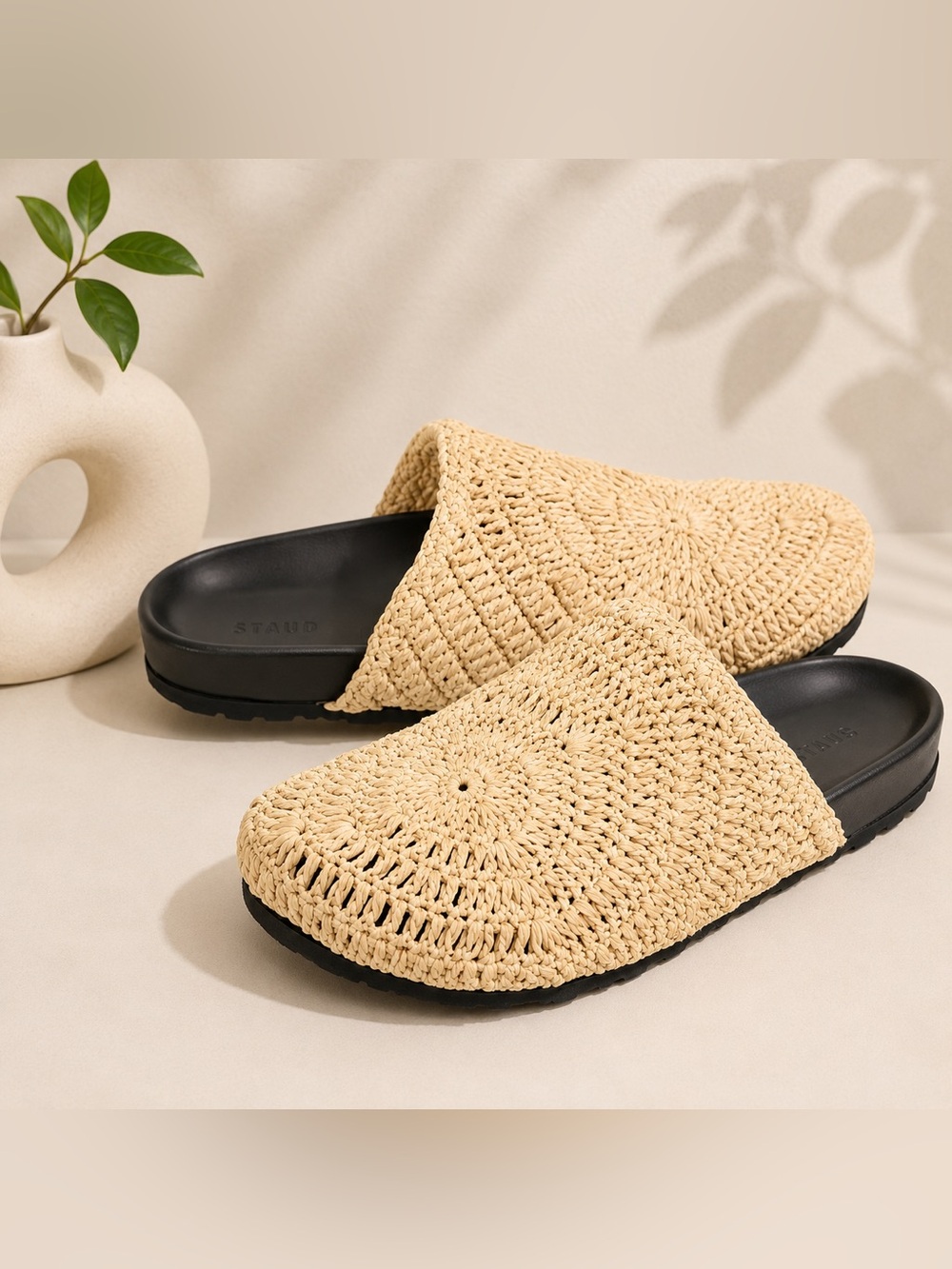 STAUD Dia Raffia Mule Size 35 NWOB Made in Portugal Woven Slides - Picture 2 of 11